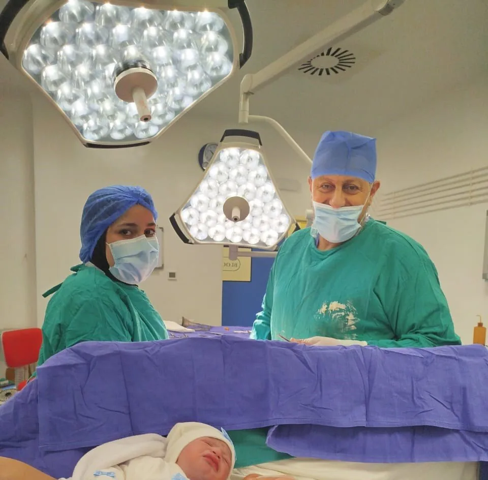 Dr Najib Boudra, obstetrician gynecologist in Fes, in the delivery room